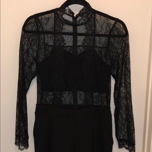 Mock Neck Lace Jumpsuit